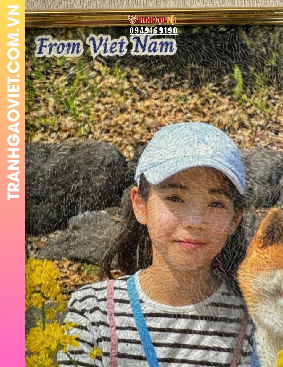 Tranh gạo gia đình và chú cún Shiba Inu - Ảnh 2