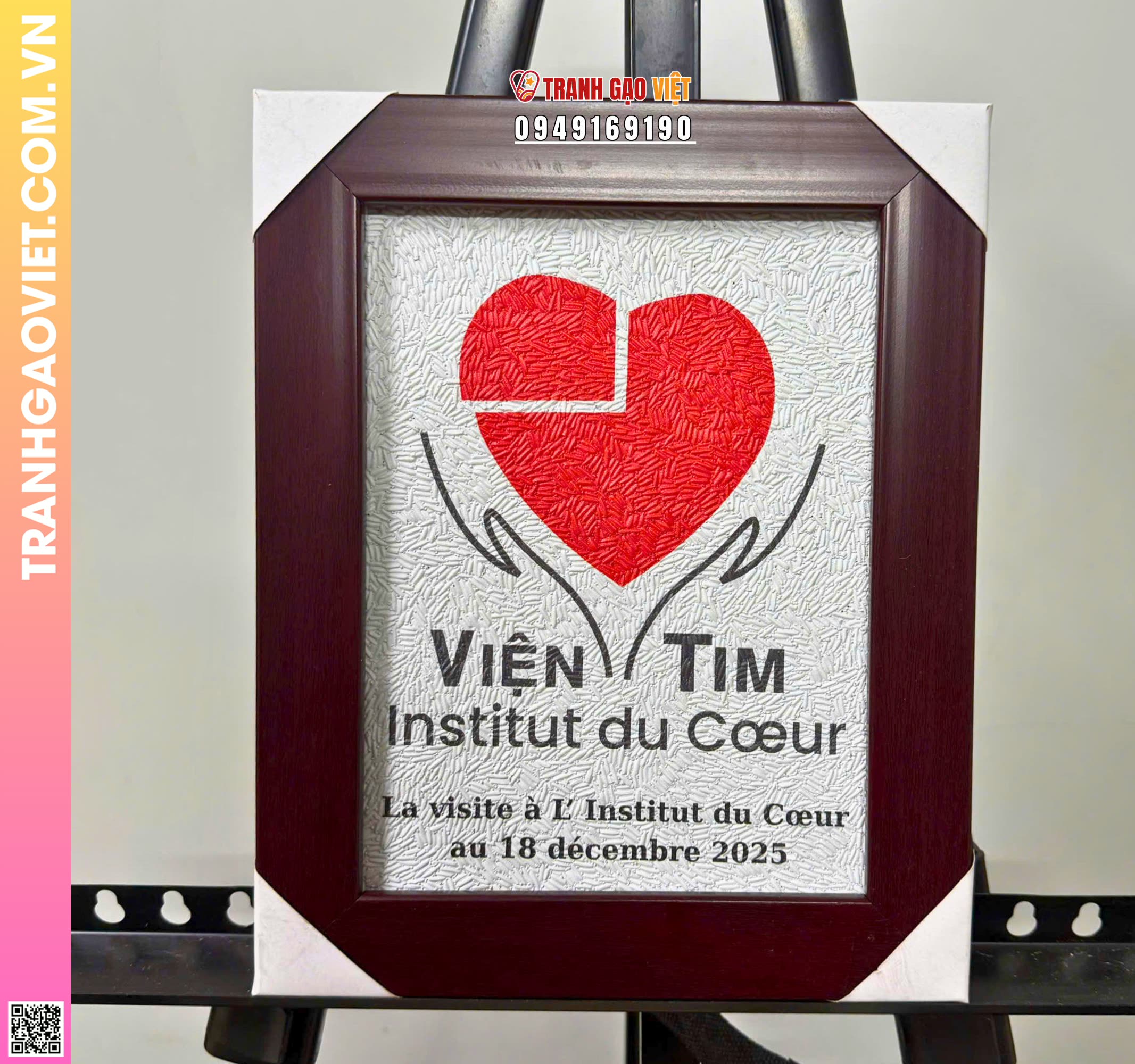 Tranh Gạo Màu Logo Viện Tim Việt Nam Hình ảnh Tranh Gạo Màu Logo Viện Tim Việt Nam - Ảnh thực tế sản phẩm Tranh Gạo