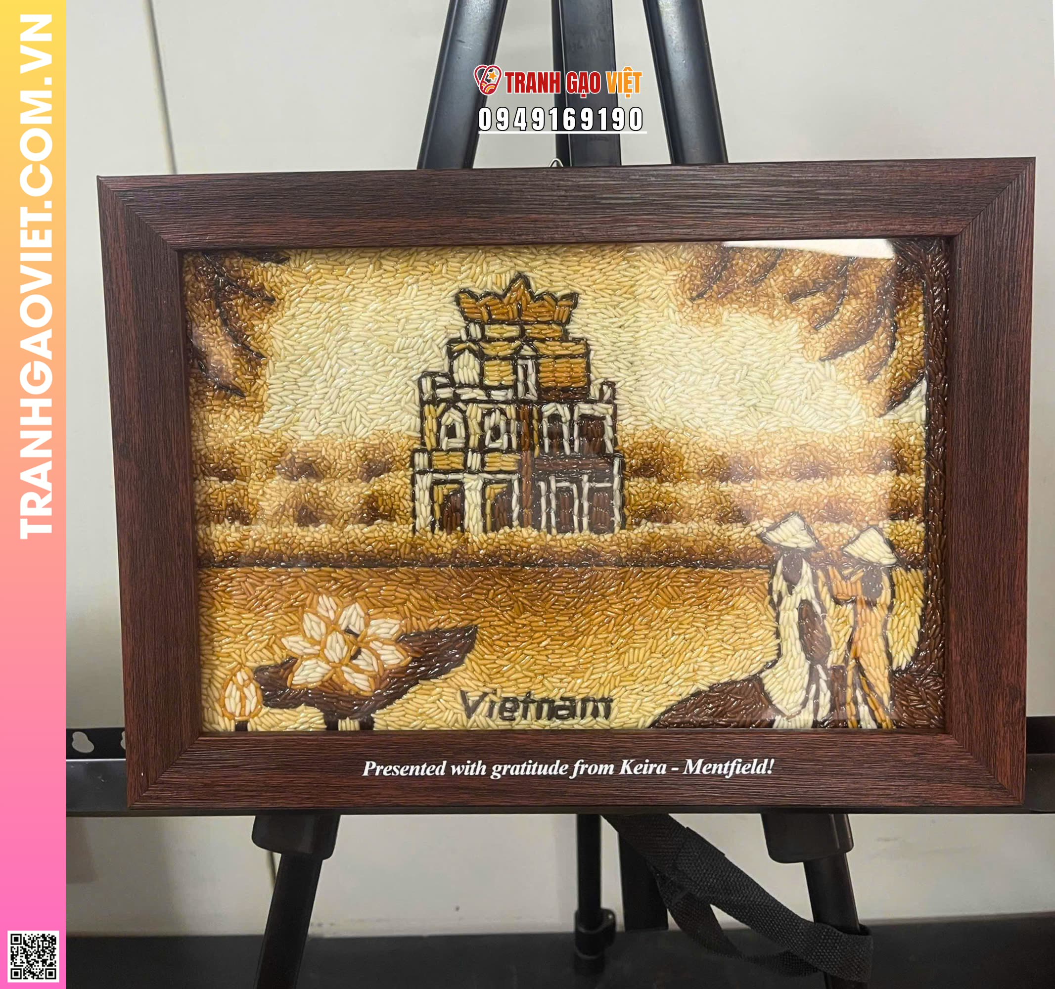 Tranh Gạo Tháp Rùa Hoa Sen Hình ảnh Tranh Gạo Tháp Rùa Hoa Sen - Ảnh thực tế sản phẩm Tranh Gạo