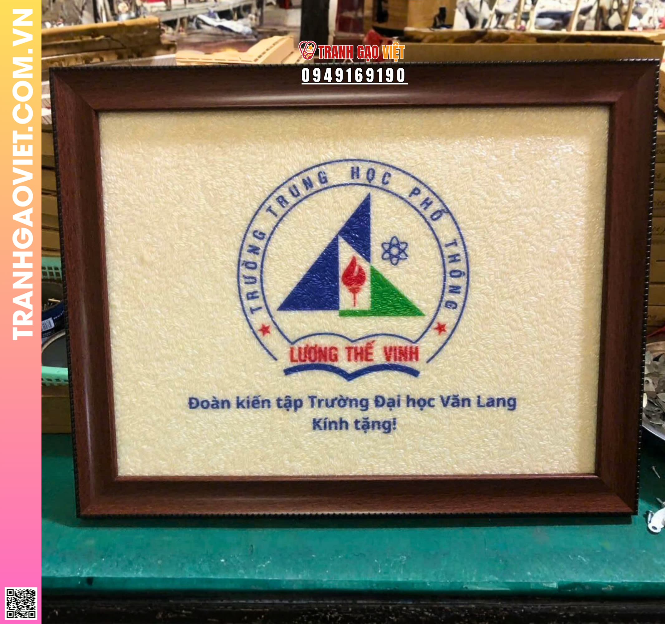 Tranh Gạo Logo Trường Trung Học Phổ Thông Lương Thế Vinh Hình ảnh Tranh Gạo Logo Trường Trung Học Phổ Thông Lương Thế Vinh - Ảnh thực tế sản phẩm Tranh Gạo