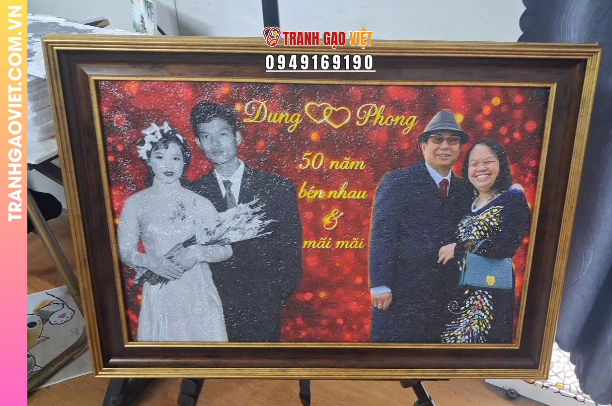 Tranh gạo quà mừng kỷ niệm mừng ngày cưới bố mẹ - Ảnh 2