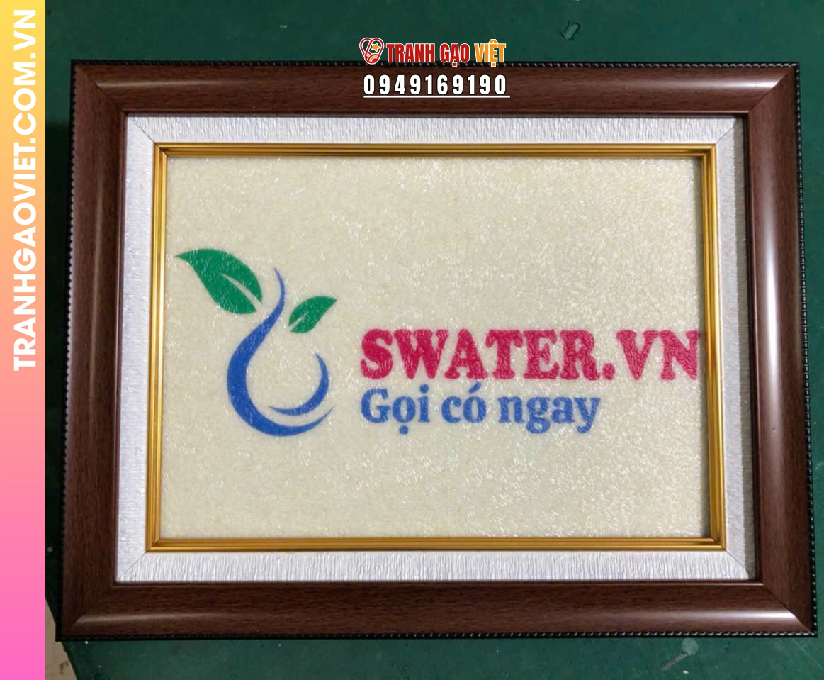 Tranh gạo logo công ty SWATER.VN