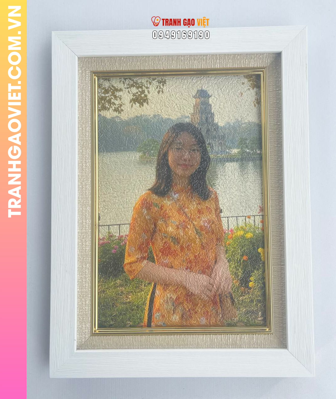 Tranh gạo màu Cô Gái - Ảnh 2