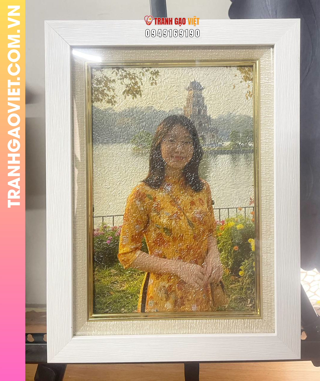 Tranh gạo màu Cô Gái