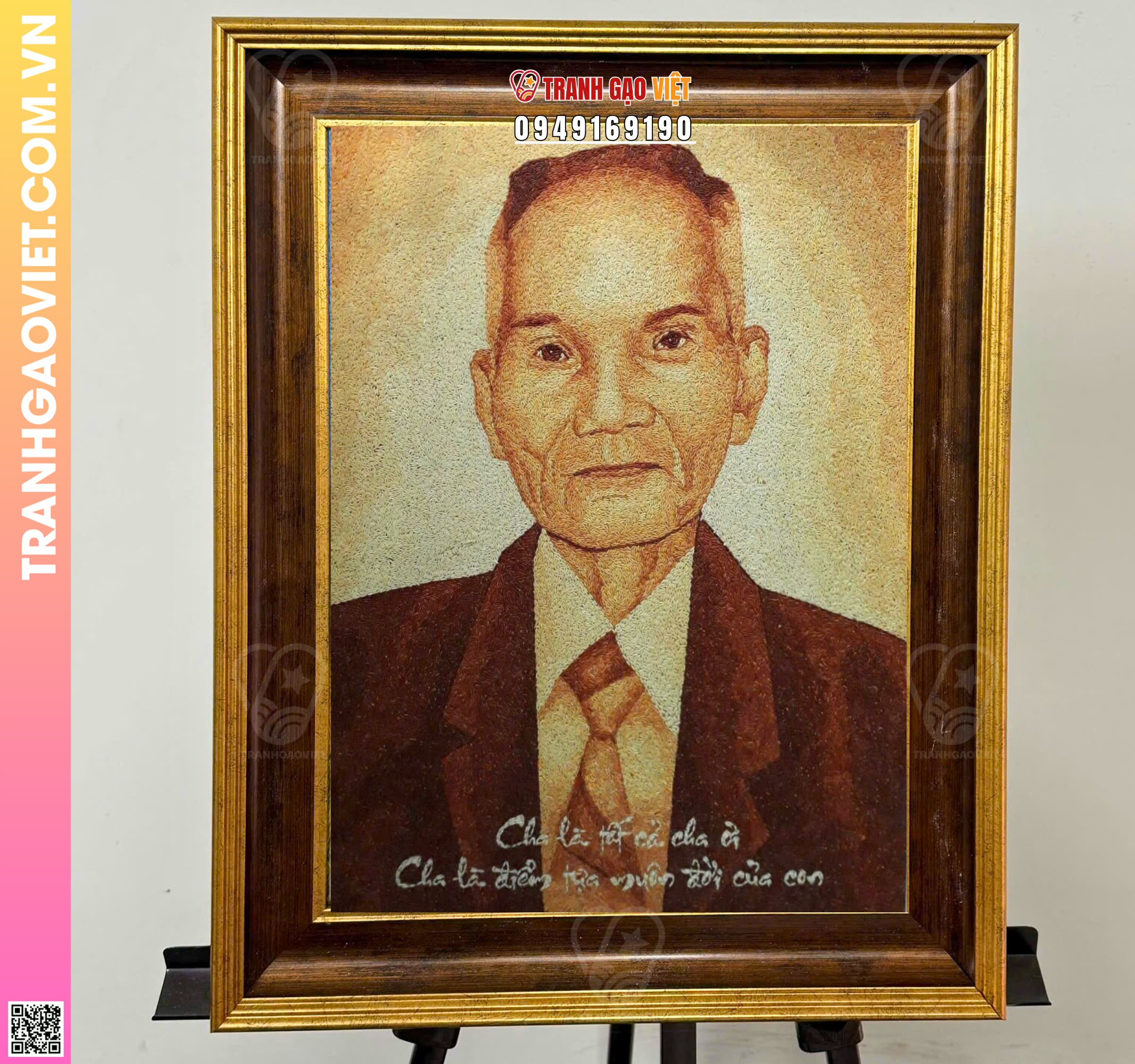 Tranh gạo chân dung truyền thần mừng thượng thọ cha Hình ảnh Tranh gạo chân dung truyền thần mừng thượng thọ cha - Ảnh thực tế sản phẩm Tranh Gạo