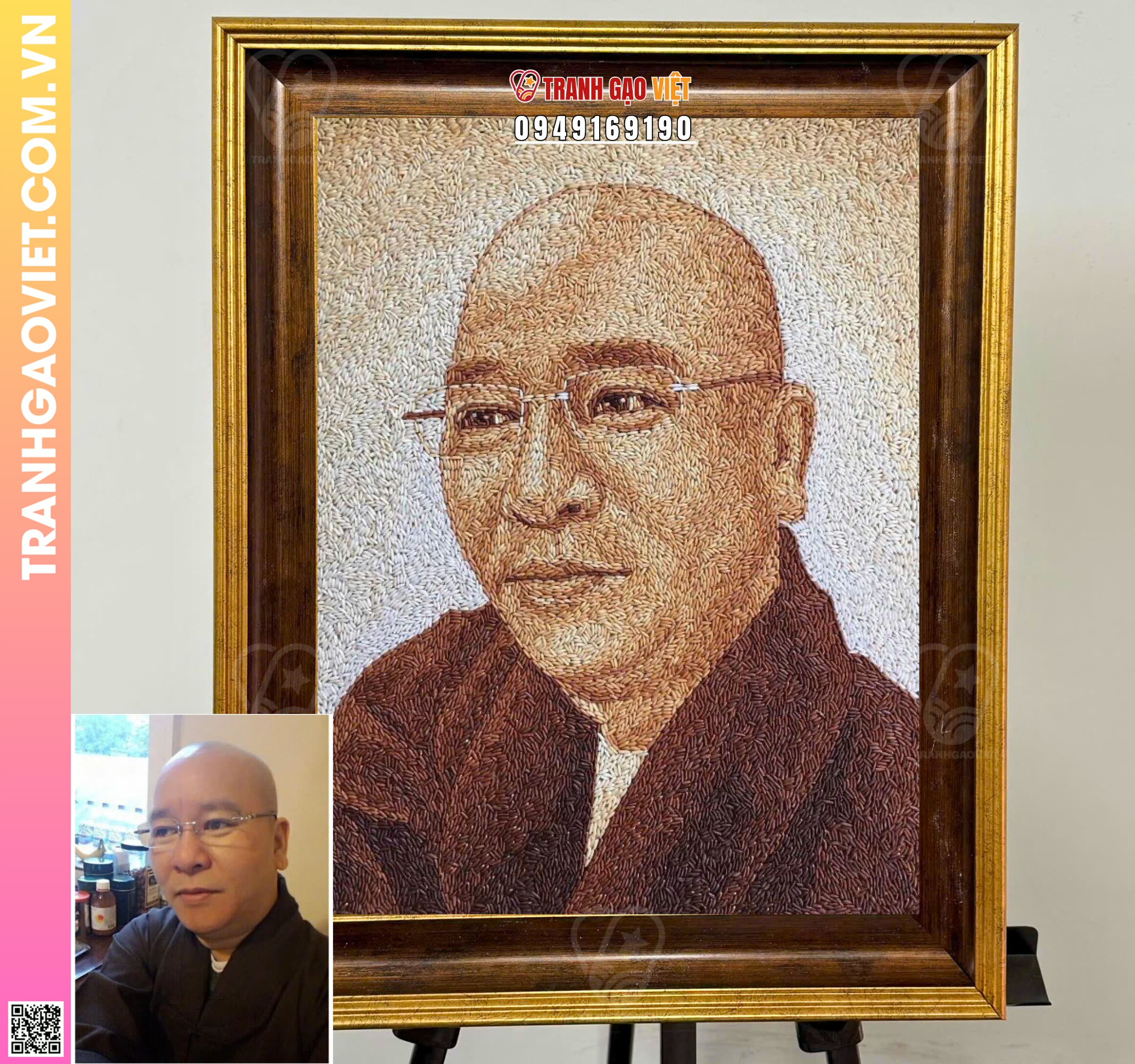 Tranh gạo tặng đại đức người theo phật giáo Hình ảnh Tranh gạo tặng đại đức người theo phật giáo - Ảnh thực tế sản phẩm Tranh Gạo