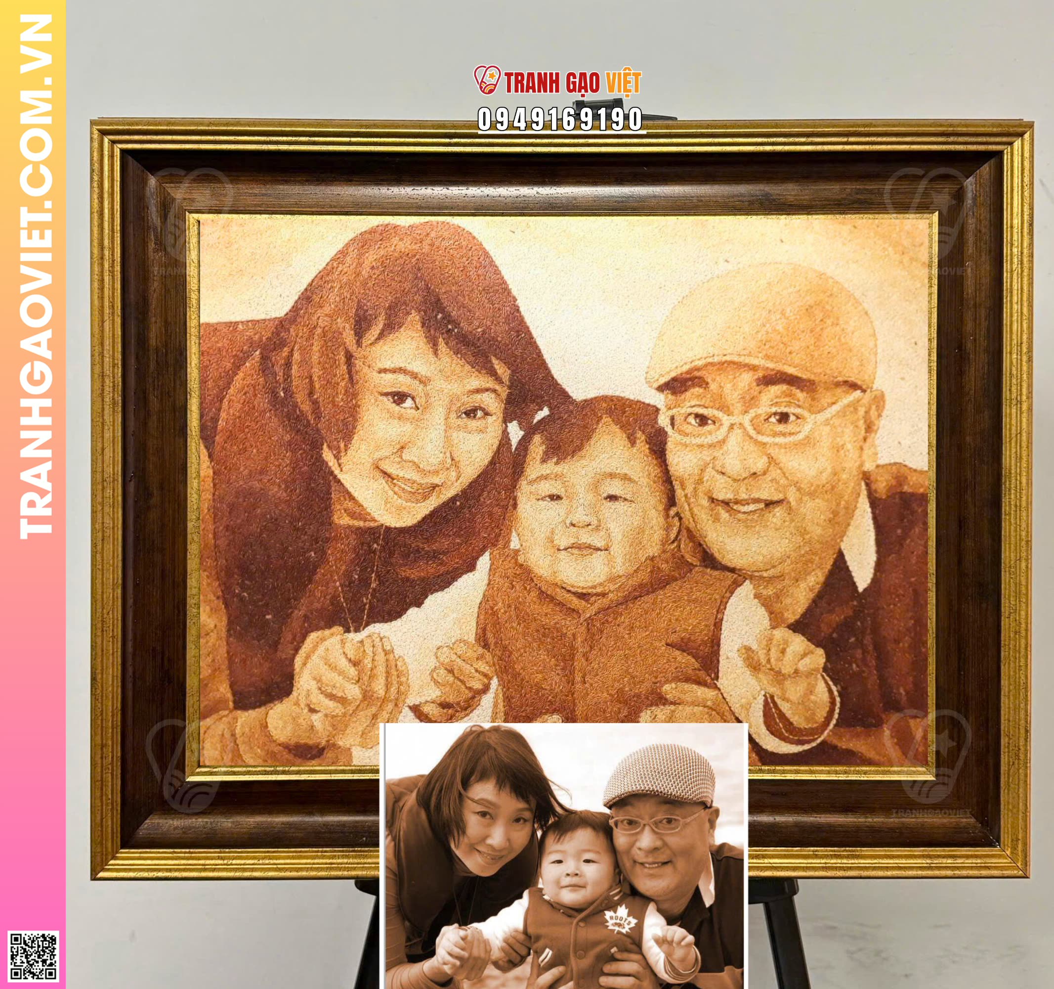 Tranh gạo gia đình ý nghĩa món quà đẳng cấp Hình ảnh Tranh gạo gia đình ý nghĩa món quà đẳng cấp - Ảnh thực tế sản phẩm Tranh Gạo