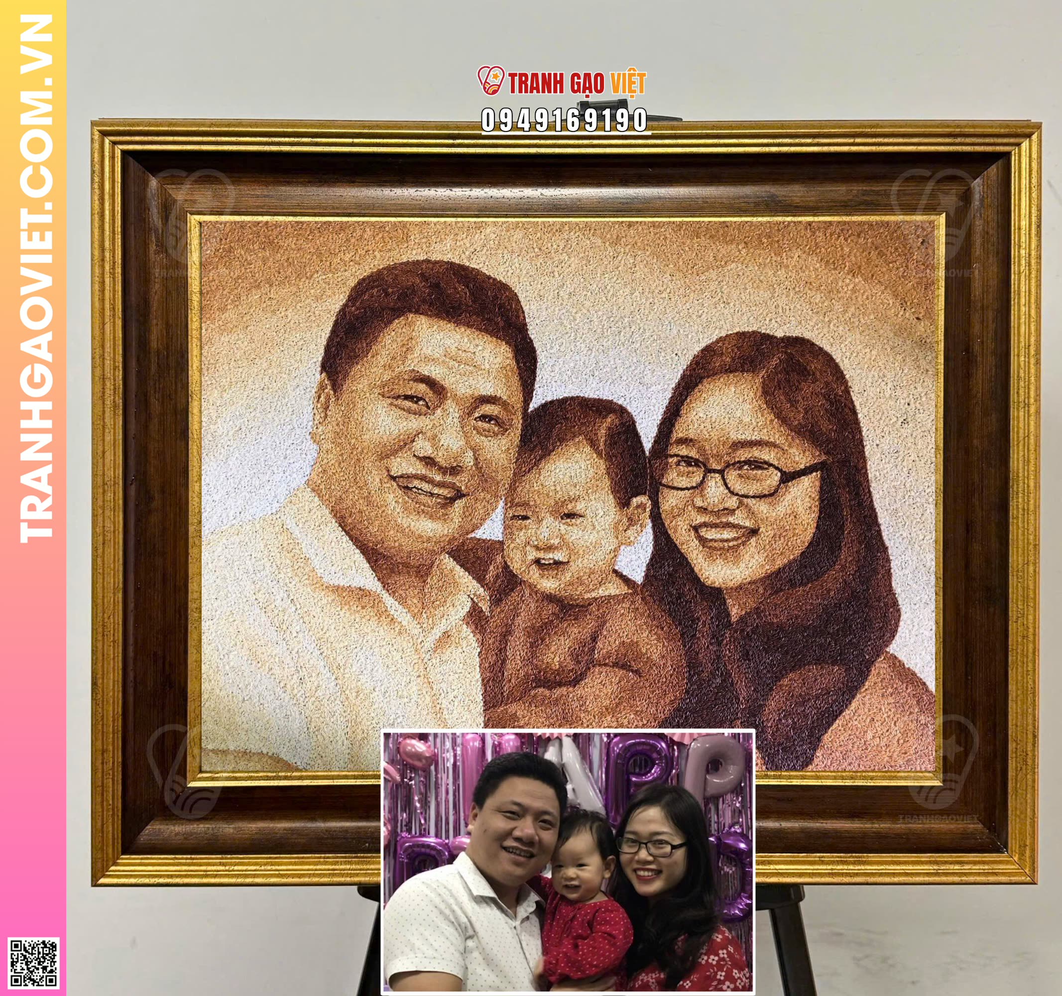 Tranh gao gia đình quà kỷ niệm sinh nhật cả gia đình Hình ảnh Tranh gao gia đình quà kỷ niệm sinh nhật cả gia đình - Ảnh thực tế sản phẩm Tranh Gạo