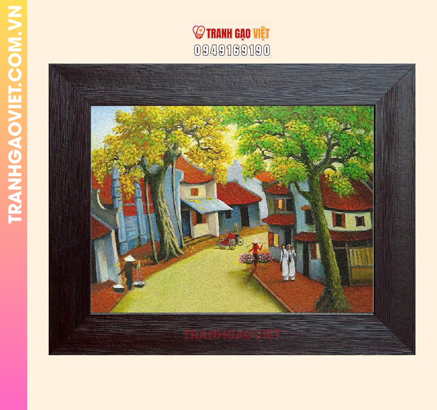 Tranh gạo Phố cổ Hà Nội 1980 - Ảnh 2