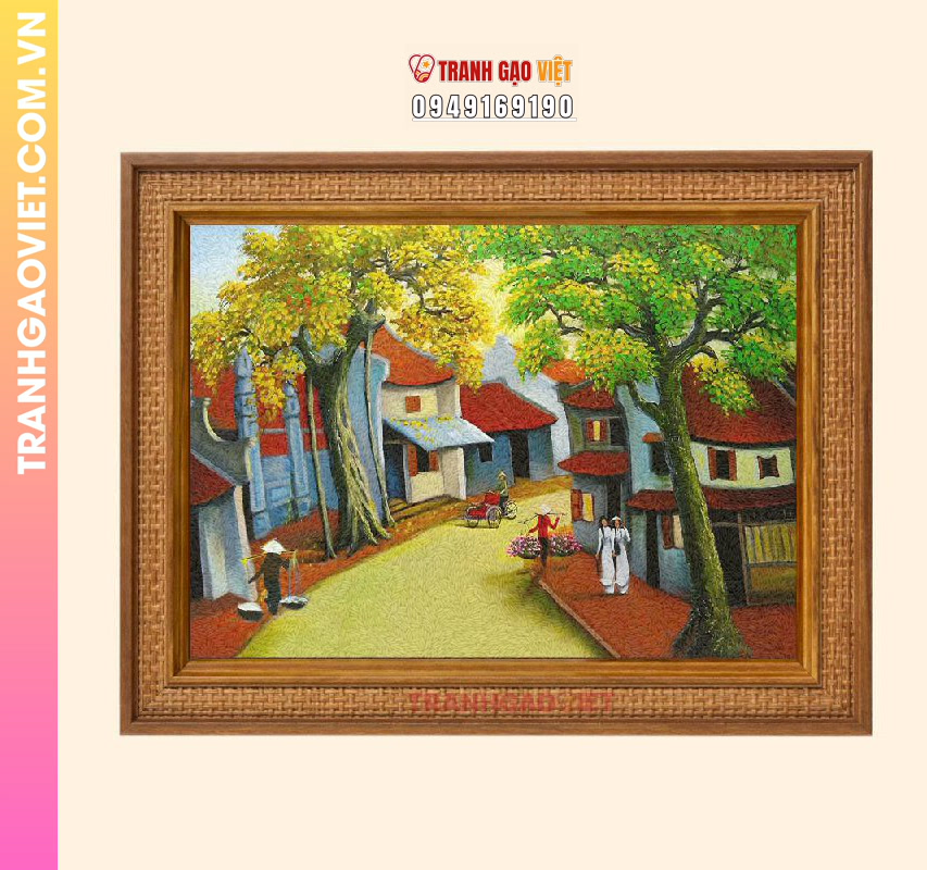 Tranh gạo Phố cổ Hà Nội 1980 - Ảnh 3