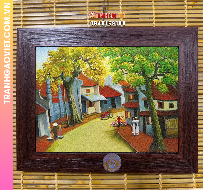 Tranh gạo Phố cổ Hà Nội 1980