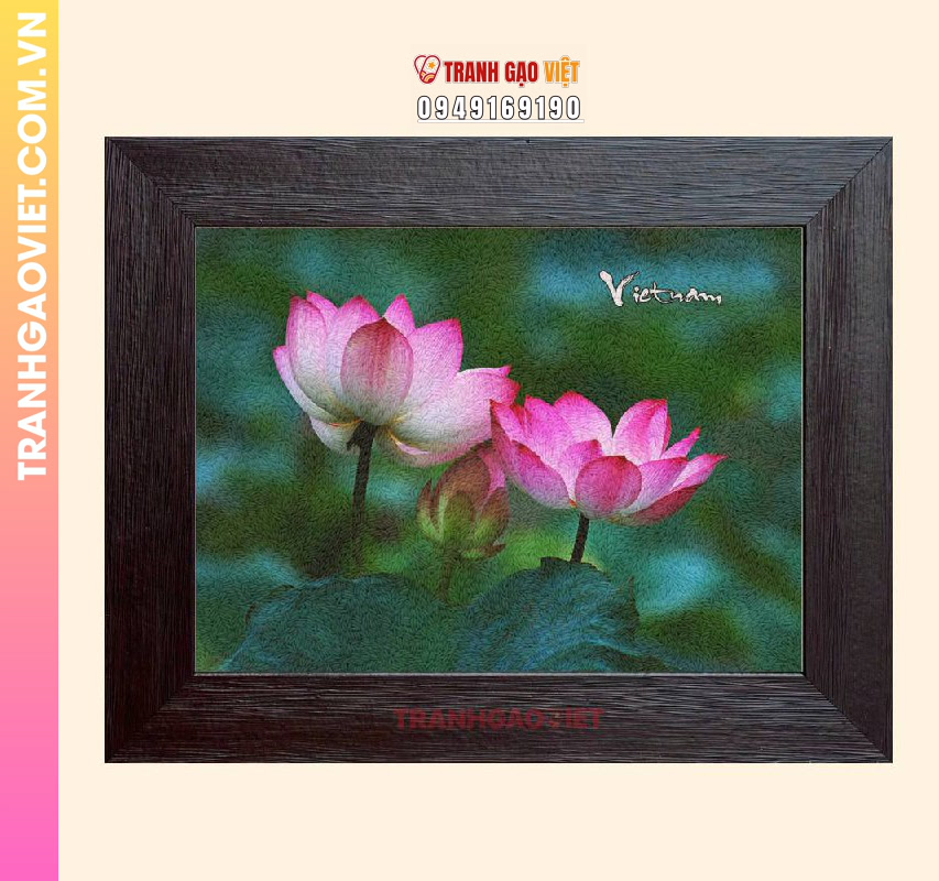 Tranh gạo Đoá Sen Hồng - Ảnh 2