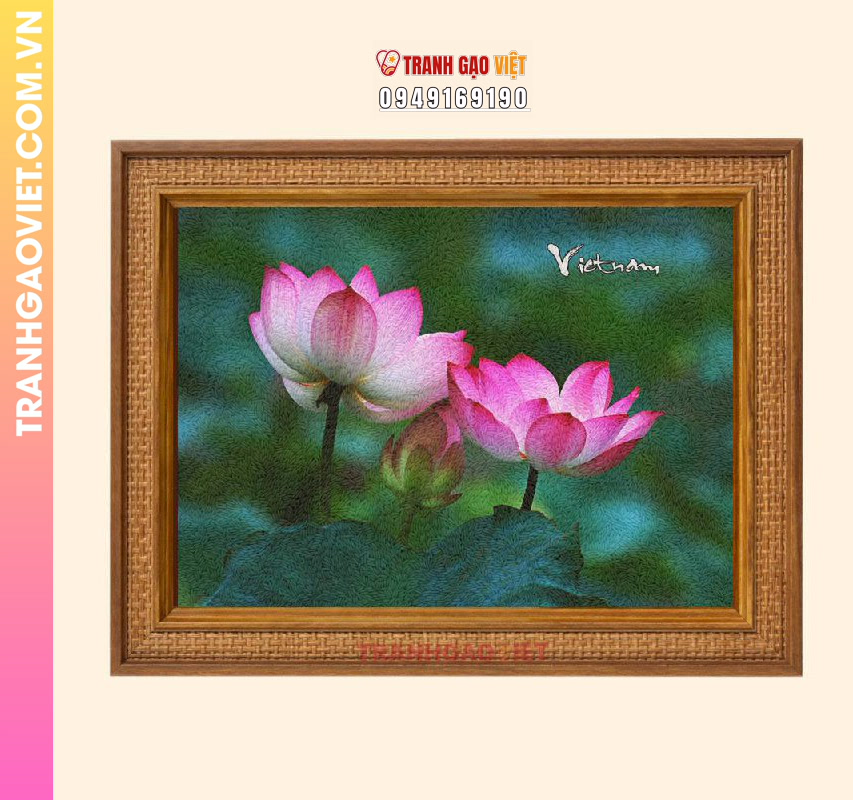 Tranh gạo Đoá Sen Hồng - Ảnh 3