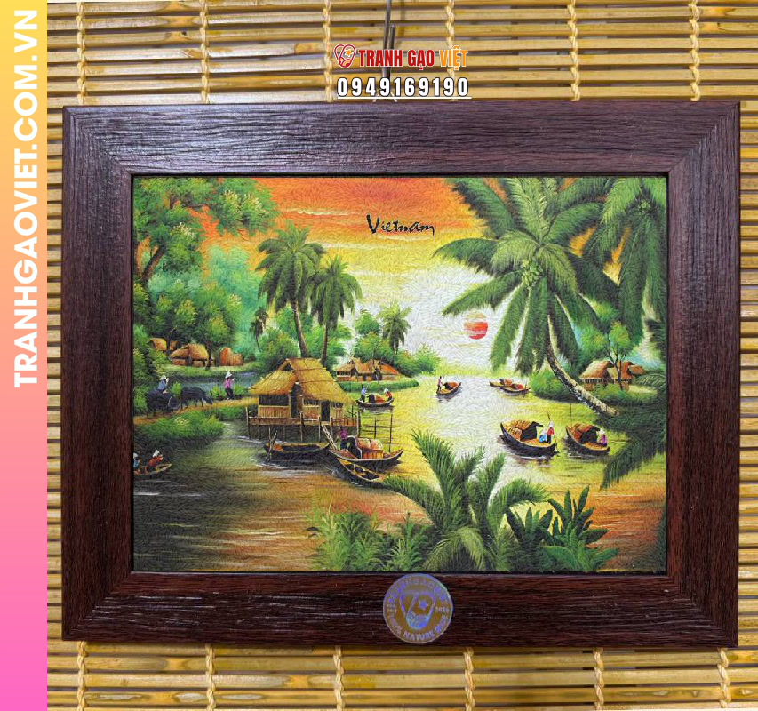 Tranh gạo Bến Đò Quê Việt