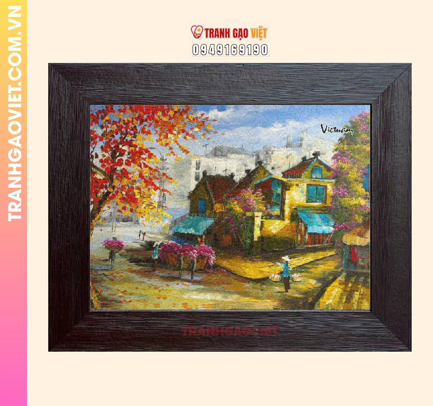 Tranh gạo Cảnh Phố Hoa - Ảnh 2