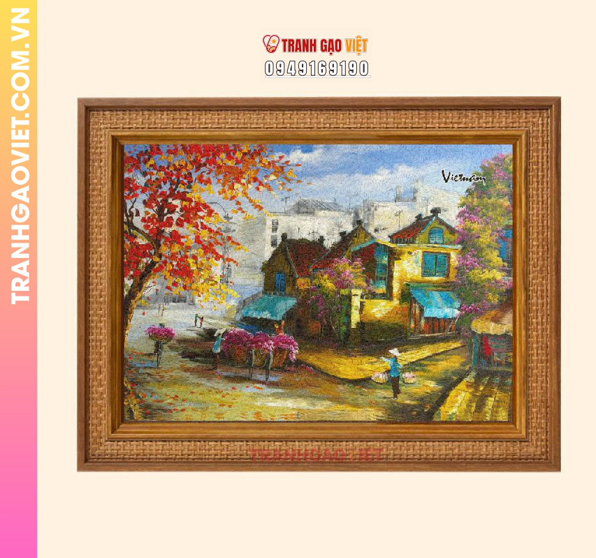 Tranh gạo Cảnh Phố Hoa - Ảnh 3