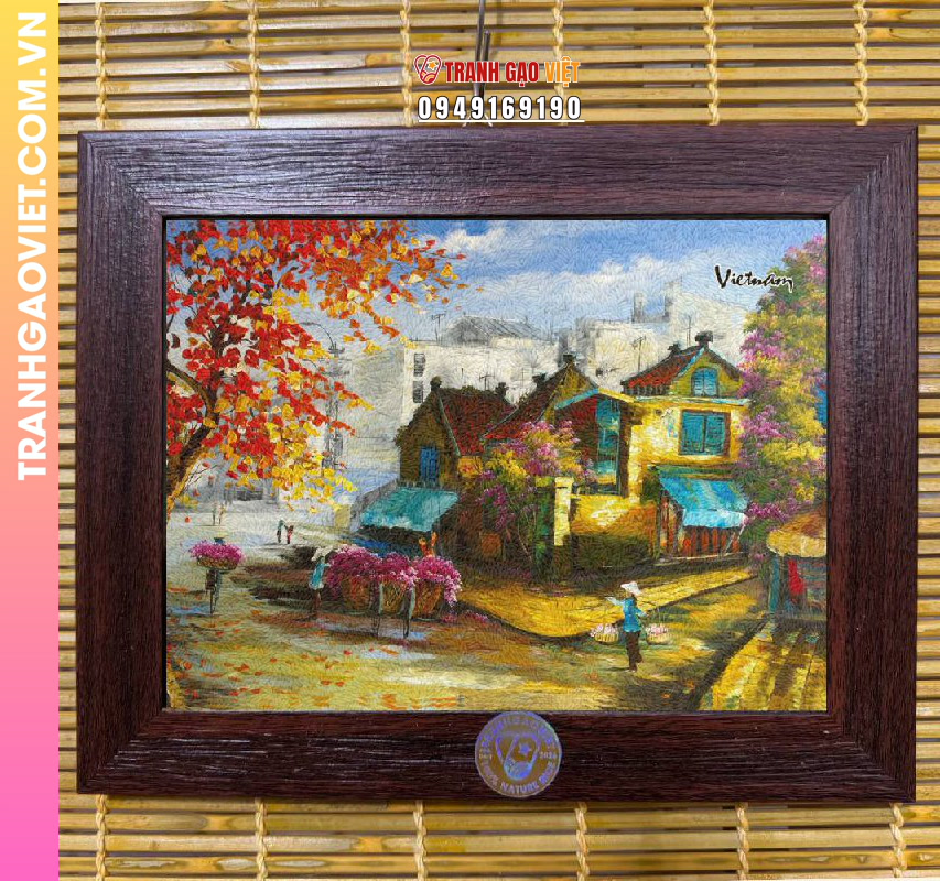 Tranh gạo Cảnh Phố Hoa