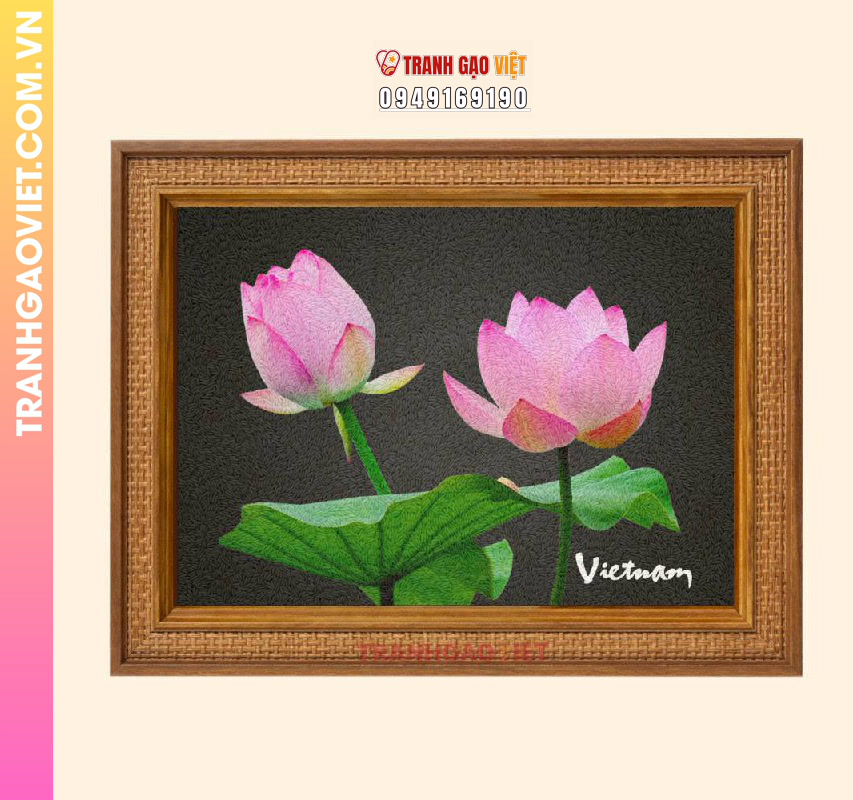 Tranh gạo Hoa Sen Chớm Nở - Ảnh 3