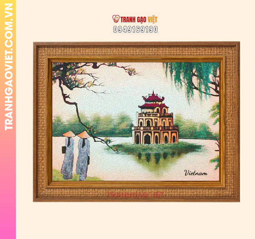 Tranh gạo Nét Hoàn Kiếm 1980 - Ảnh 3