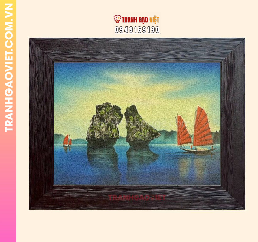 Tranh gạo Hòn Trống Hòn Mái - Ảnh 2