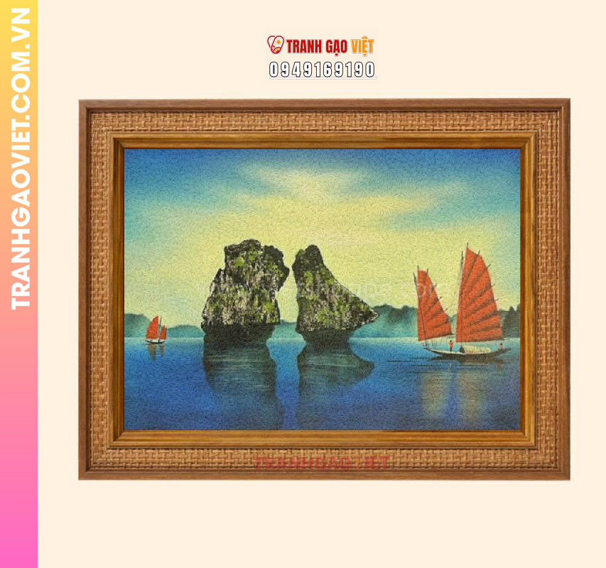 Tranh gạo Hòn Trống Hòn Mái - Ảnh 3