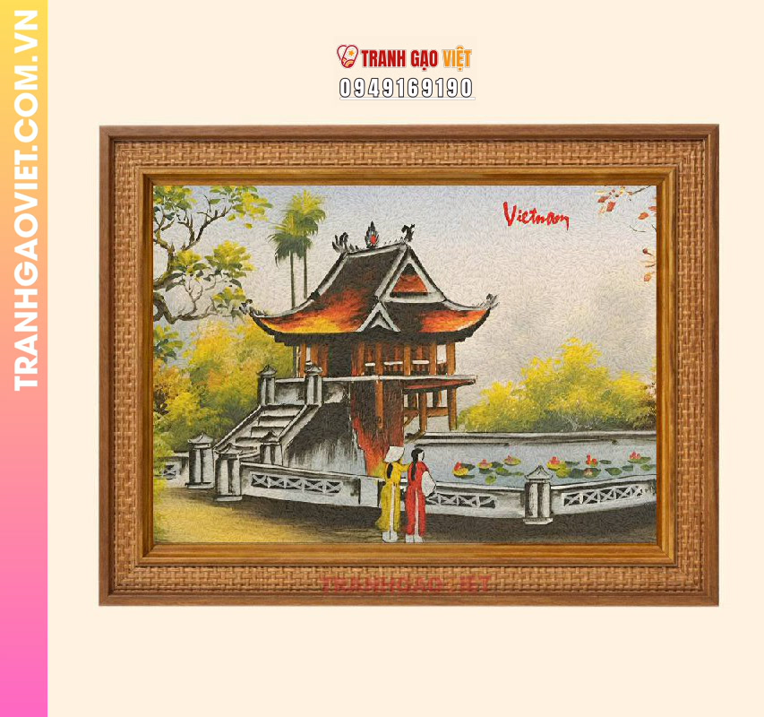 Tranh gạo Chùa Một Cột Nét Xuân - Ảnh 3