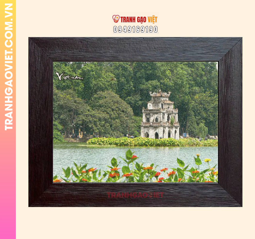 Tranh gạo Tháp Rùa Mùa Hoa - Ảnh 2