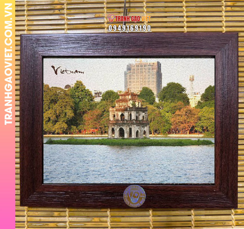 Tranh Gạo Tháp Rùa Hừng Sáng