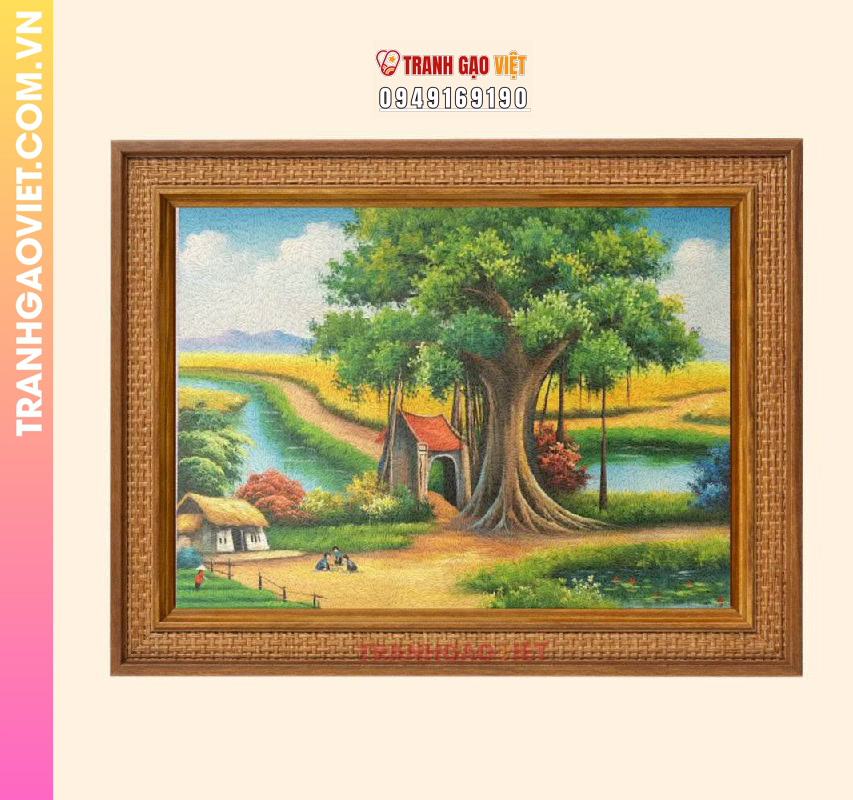 Tranh gạo Cổng Làng Xưa - Ảnh 3