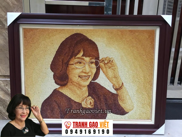 Tranh chân dung quà tặng người nước ngoài Hình ảnh Tranh chân dung quà tặng người nước ngoài - Ảnh thực tế sản phẩm Tranh Gạo