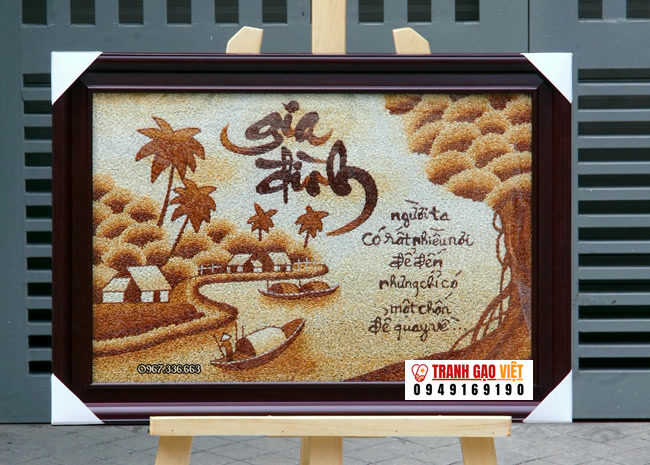 Tranh chữ Gia Đình Hình ảnh Tranh chữ Gia Đình - Ảnh thực tế sản phẩm Tranh Gạo