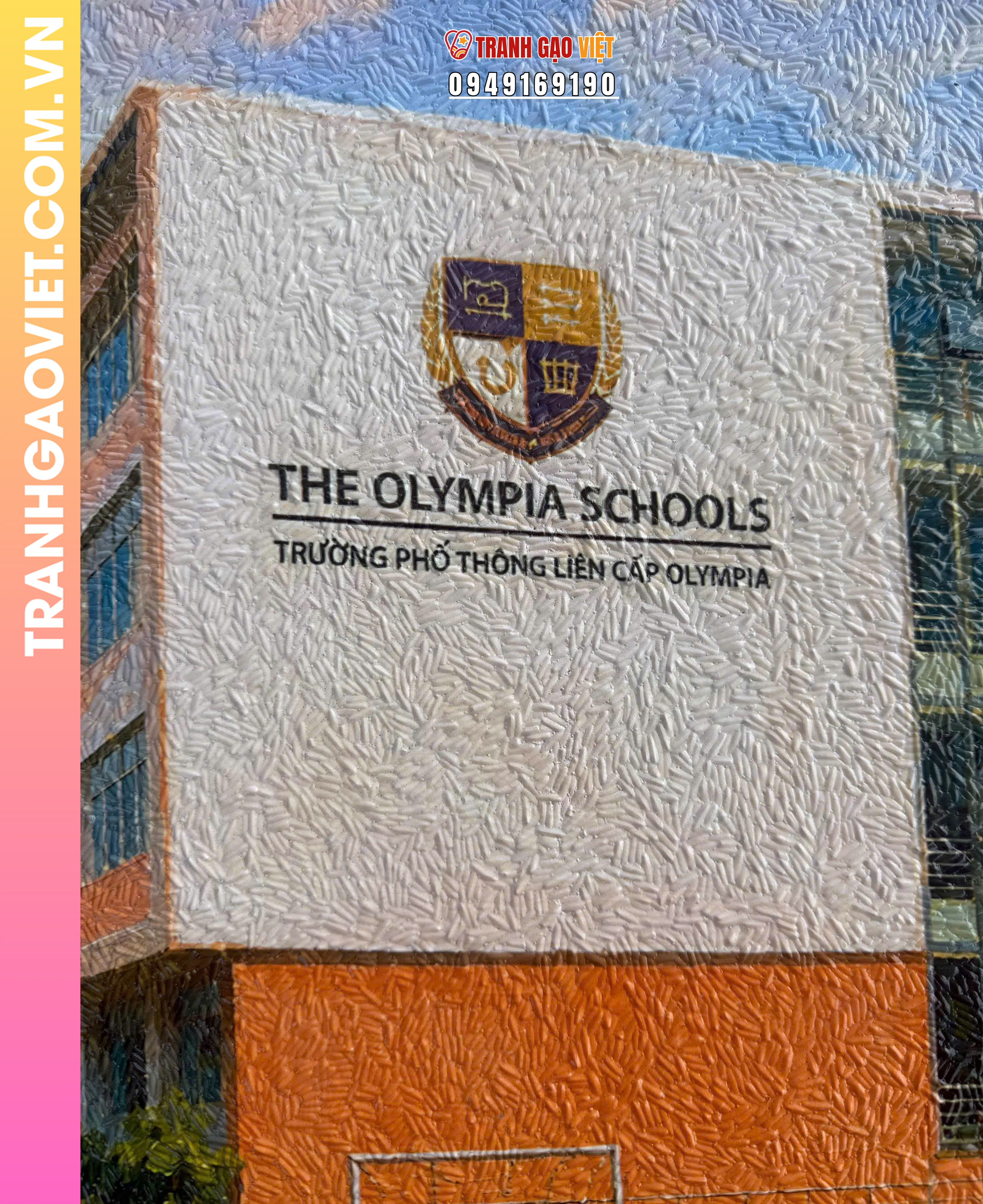 Tranh gạo màu The Olympia Schools (size 50x70) - Ảnh 3