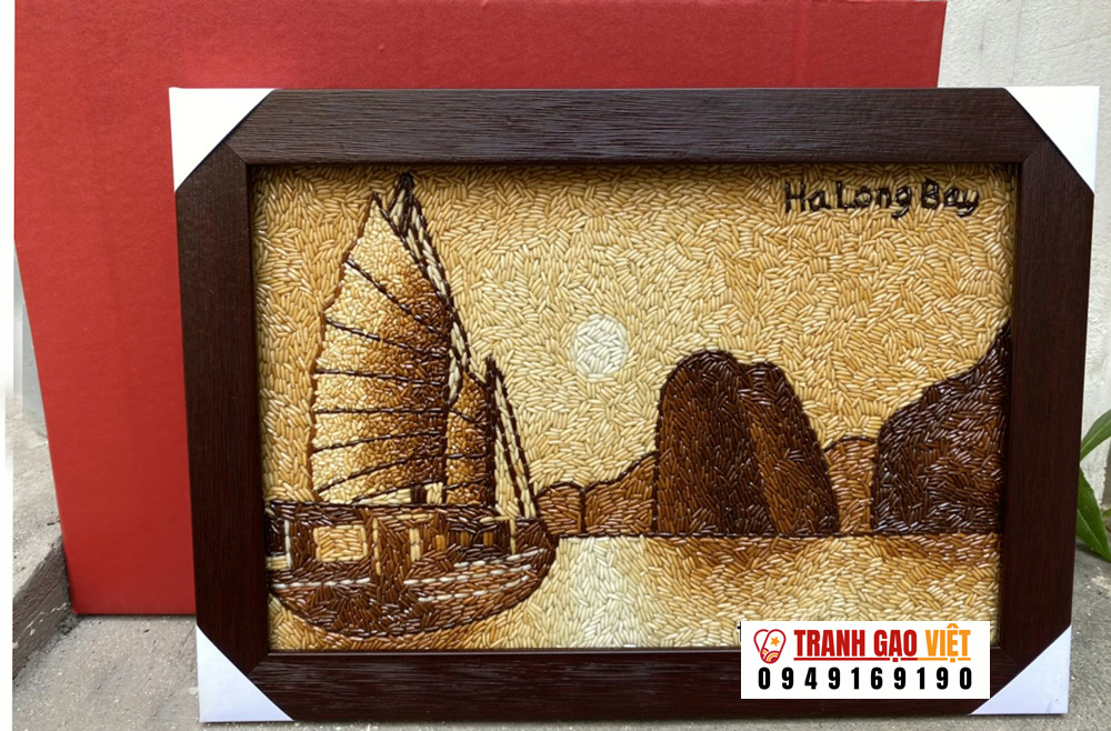 Tranh Vịnh Hạ Long khổ nhỏ Hình ảnh Tranh Vịnh Hạ Long khổ nhỏ - Ảnh thực tế sản phẩm Tranh Gạo