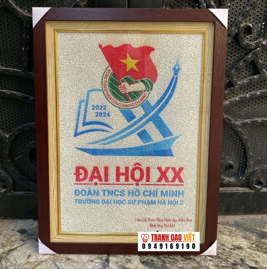 Tranh logo đại hội XX Hình ảnh Tranh logo đại hội XX - Ảnh thực tế sản phẩm Tranh Gạo