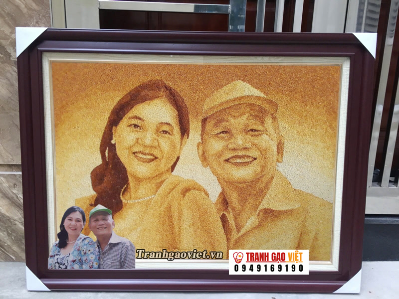 Chân dung đôi vợ chồng Hình ảnh Chân dung đôi vợ chồng - Ảnh thực tế sản phẩm Tranh Gạo