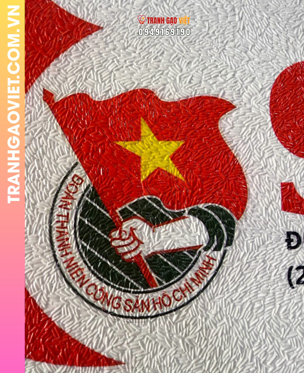 Tranh gạo màu Kỉ niệm 95 năm Đoàn TNCS Hồ Chí Minh - khung viền vàng - Ảnh 4