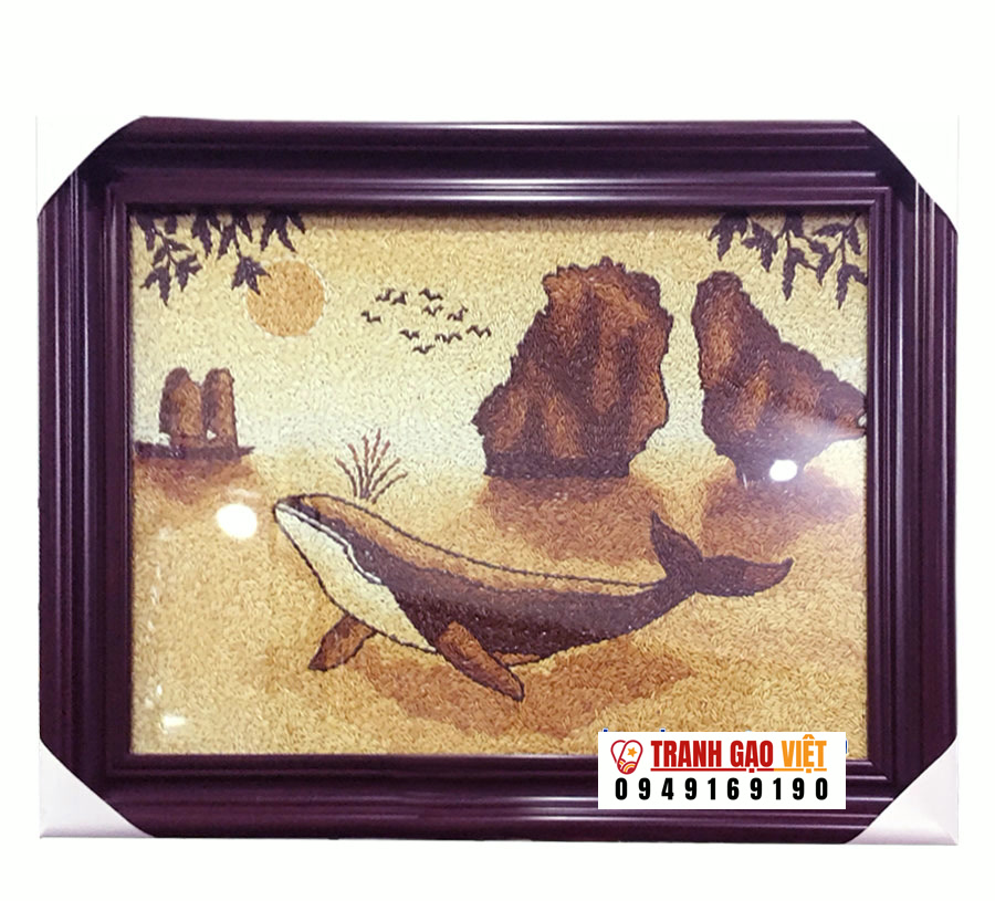 Tranh gạo Hòn Trống Mái Hình ảnh Tranh gạo Hòn Trống Mái - Ảnh thực tế sản phẩm Tranh Gạo