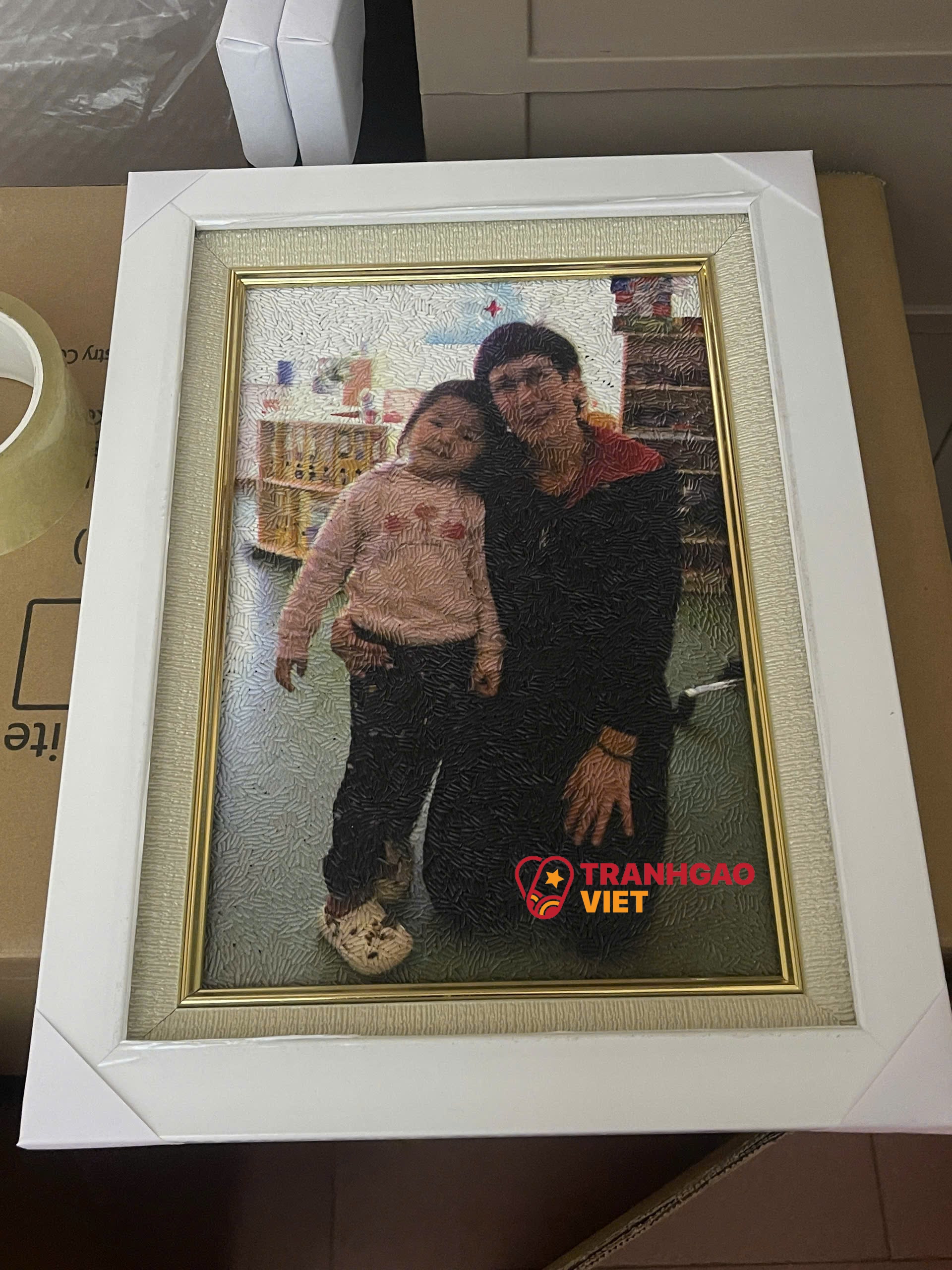 Tranh Gạo Chân Dung Gốc Ảnh Thật Hình ảnh Tranh Gạo Chân Dung Gốc Ảnh Thật - Ảnh thực tế sản phẩm Tranh Gạo