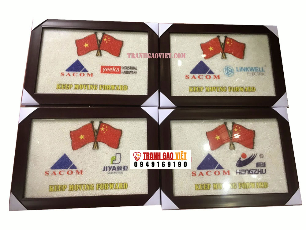 Tranh logo quà tặng đối tác Hình ảnh Tranh logo quà tặng đối tác - Ảnh thực tế sản phẩm Tranh Gạo