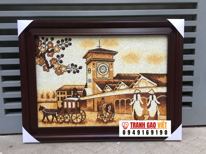 Tranh Chợ Bến Thành Hình ảnh Tranh Chợ Bến Thành - Ảnh thực tế sản phẩm Tranh Gạo