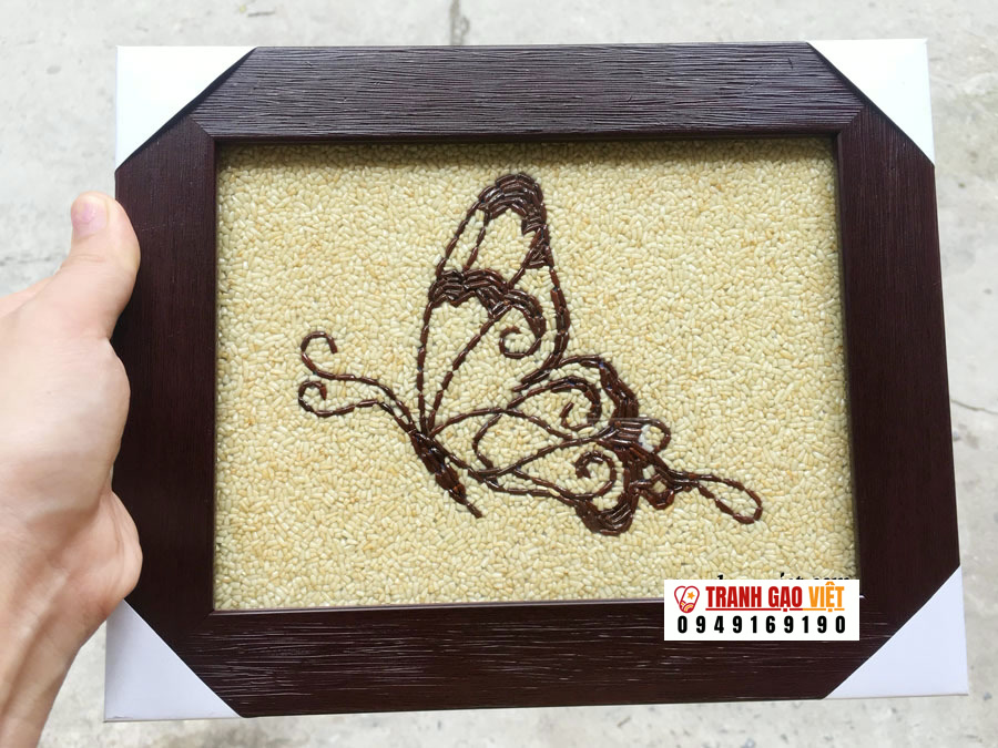 Tranh để bàn xếp hình cánh bướm Hình ảnh Tranh để bàn xếp hình cánh bướm - Ảnh thực tế sản phẩm Tranh Gạo