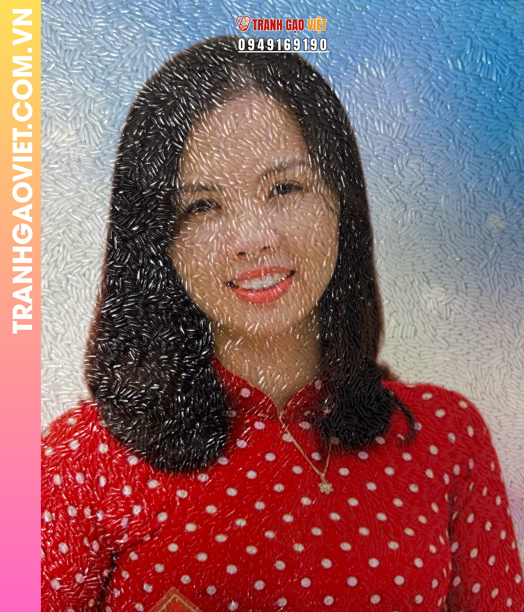 Tranh gạo màu Tri ân cô giáo (size 30x40) - Ảnh 2