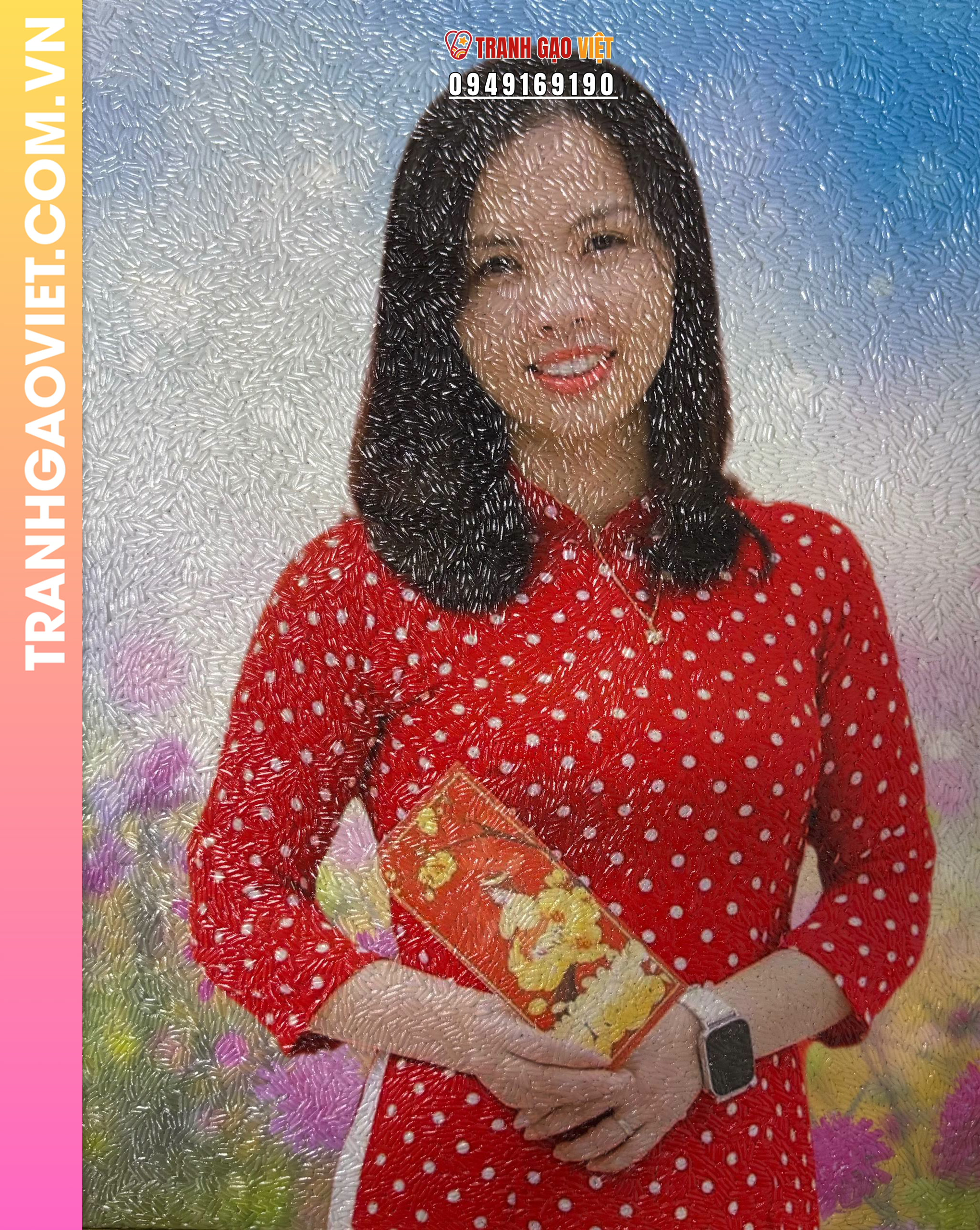 Tranh gạo màu Tri ân cô giáo (size 30x40) - Ảnh 4