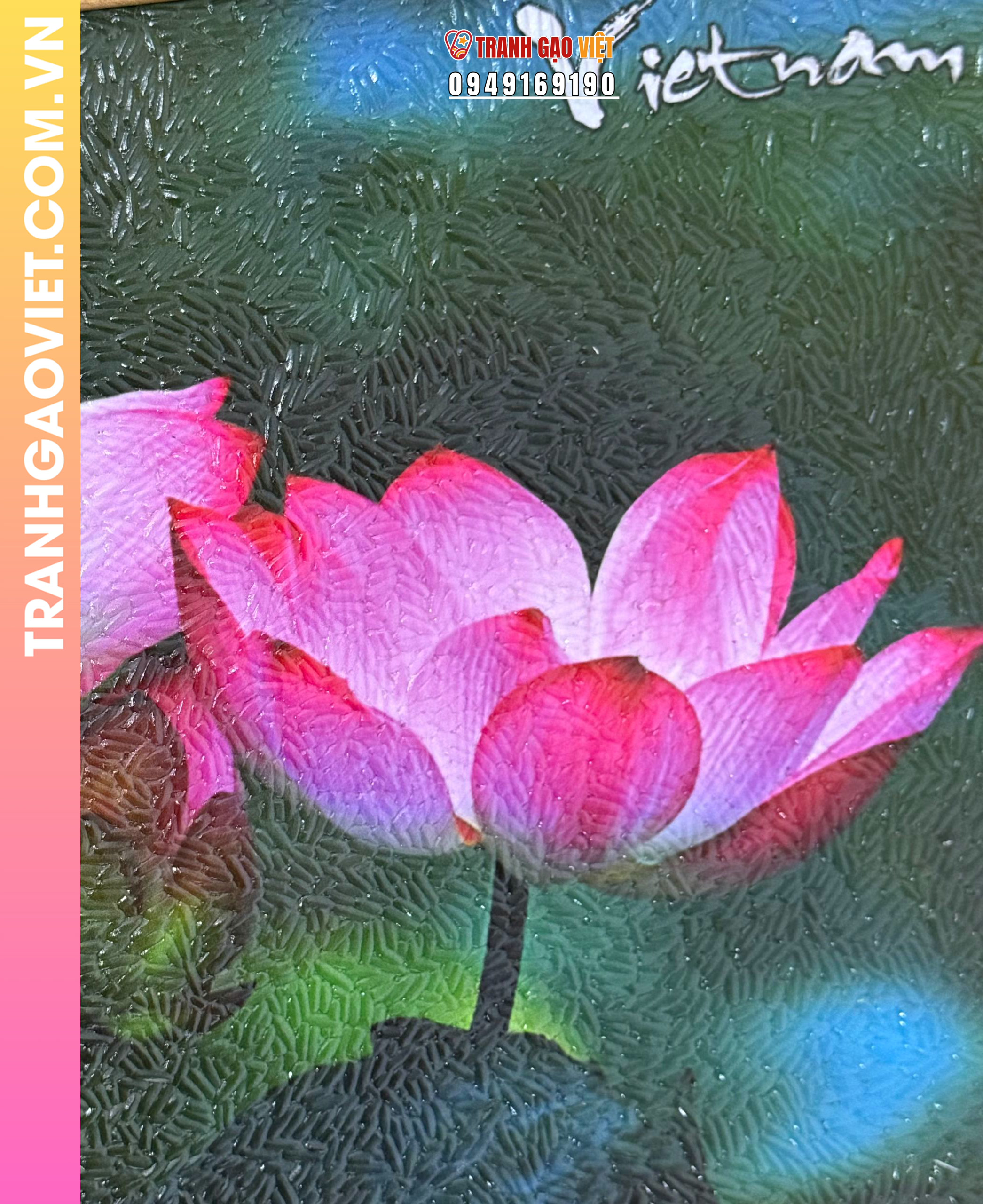 Tranh gạo màu Hoa sen nở rộ - Ảnh 4