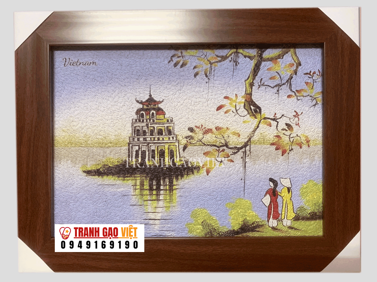 Tranh gạo màu Tháp Rùa HN Hình ảnh Tranh gạo màu Tháp Rùa HN - Ảnh thực tế sản phẩm Tranh Gạo