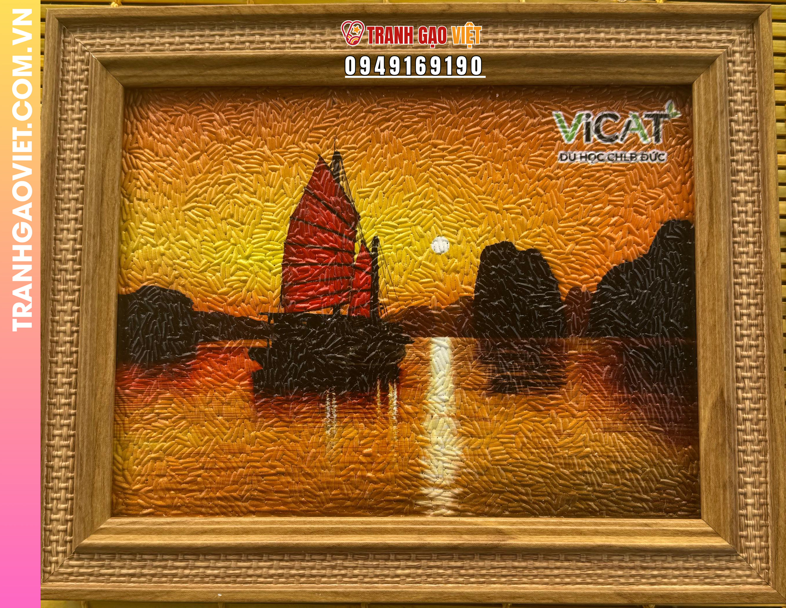 Tranh gạo Vịnh Hạ Long đặt theo yêu cầu từ công ty VICAT - Ảnh 2