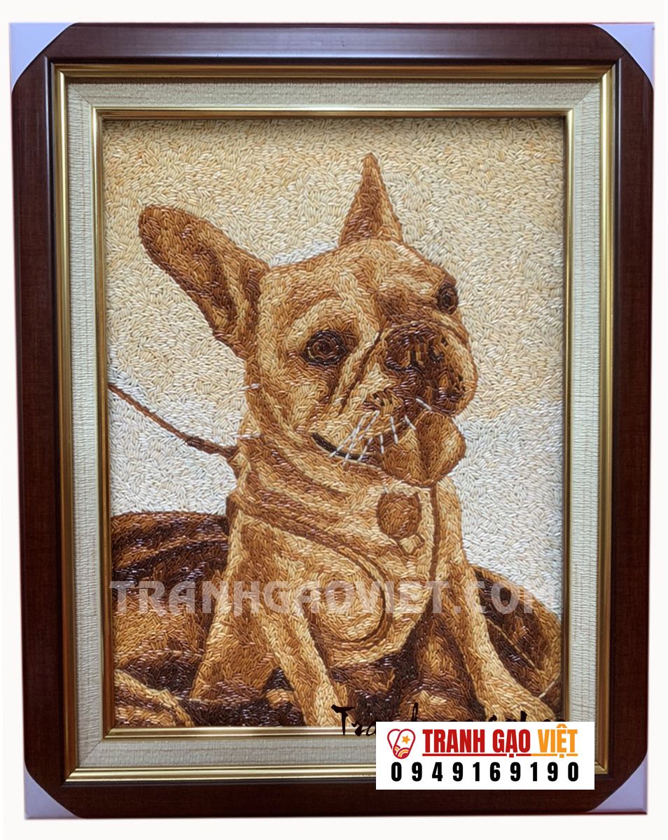 Tranh chân dung bé cún BC02 Hình ảnh Tranh chân dung bé cún BC02 - Ảnh thực tế sản phẩm Tranh Gạo