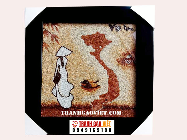 Tranh bản đồ Việt Nam mẫu vuông Hình ảnh Tranh bản đồ Việt Nam mẫu vuông - Ảnh thực tế sản phẩm Tranh Gạo