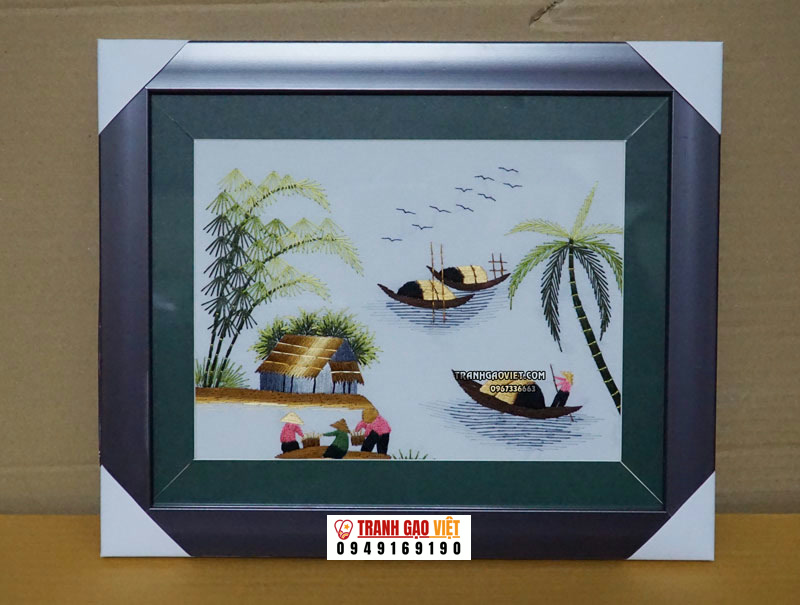 Bến đò chiều Hình ảnh Bến đò chiều - Ảnh thực tế sản phẩm Tranh Gạo