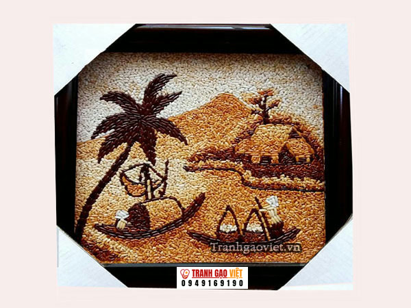 Tranh phong cảnh sông nước của người dân Hình ảnh Tranh phong cảnh sông nước của người dân - Ảnh thực tế sản phẩm Tranh Gạo